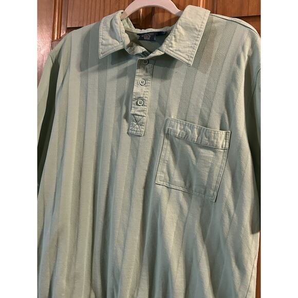 Mens VTG 70's Tropi-Cool Teal Green Pocket Casual Polo Short Sleeve Retro XLG TL - Picture 2 of 6